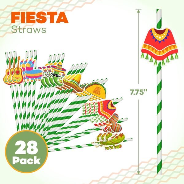 28 Pack Kids Fiesta Party Drinking Straws for Fiesta Cinco D...