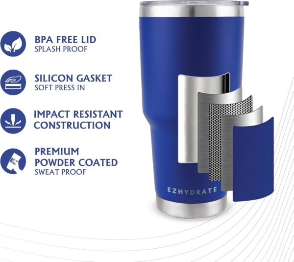 30 oz Tumbler with Lid - Stainless Steel Vacuum Insulated Co...